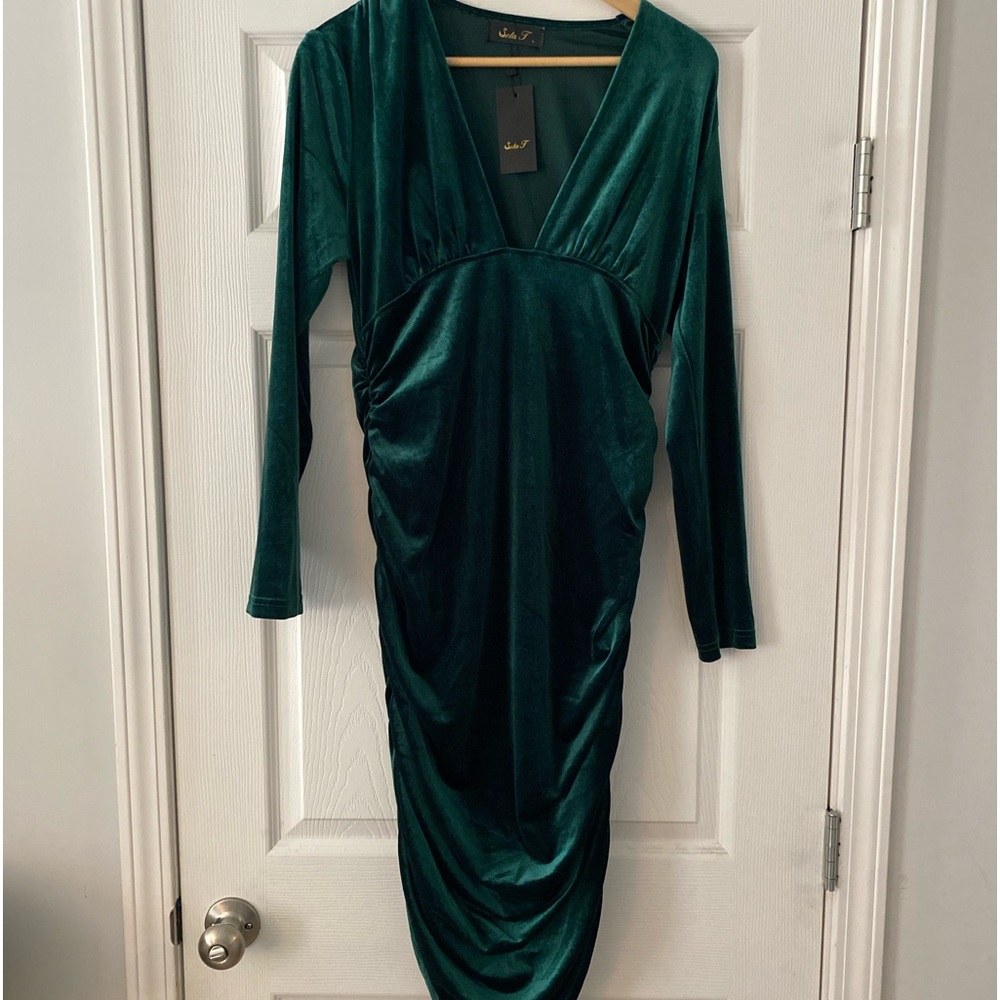 Emerald Green Velvet Dress Large